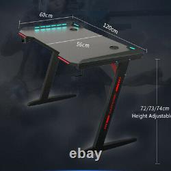120cm Black Z Shape Gaming Computer Table Laptop Desk Home Office Workstation