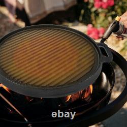 1pc Cast Iron Gill Pan Practical Barbecue Grill Plate Round Steak Frying Pan