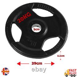 2'' Olympic Rubber Cast Iron Weights Plates Tri Grip Disc Plate 2.5kg -20kg