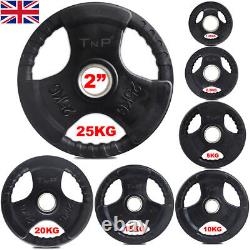 2 TNP Rubber Encased Tri Grip OLYMPIC Barbell Weight Disc Plates Set range