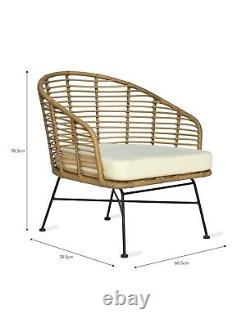 2 x Bamboo Garden Chairs. Outdoor Weatherproof Patio Rattan Lounge Armchairs