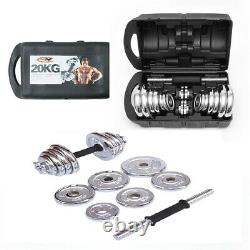 20 kg Dumbbell Set Weights Chrome Cast Iron with Box Home Fitness Gym Body Sets