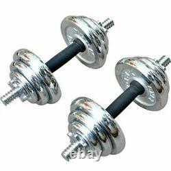 20Kg Cast Iron Dumbbells Set Fitness Training Weights Gym Biceps Viper Chrome
