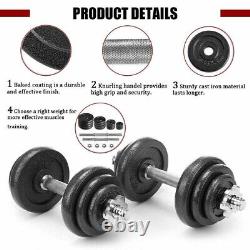 20kg Cast Iron Dumbbell Set 1 Weight Plate 1.5m Barbell Bar Gym Workout Fitness