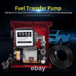 230V Oil Fuel Transfer Pump Diesel 60L/min & Meter 13'' Hose Manual Nozzle 550W