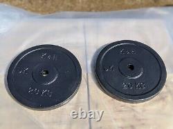 2x 20kg Cast Iron Weight Plates Discs, 1 hole, for Dumbbell, Barbell