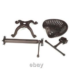 2x Adjustable Vintage Tractor Seat Bar Stool Rustic Cast Iron Industrial Chair