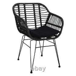 3 Piece Bistro Set Rattan Chairs Table Patio Garden Furniture Sets Outdoor Balck