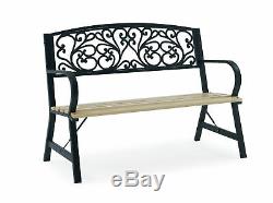 3 Seater Cast Iron Garden Outdoor W Floral Design Back Park Bench Seat Furniture