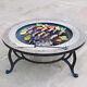 3 in 1 Fire Pit Bowl, BBQ & Star Tiled Coffee Table 76cm Outdoor Garden Patio