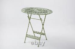 3pc Green Garden Furniture Set Folding Bistro Patio Furniture Oval Table Metal