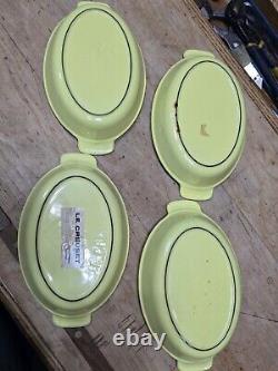 4 PC! LE Creuset VINTAGE Au Gratin Yellow Oval Bakers Enamel Cast Iron FRANCE