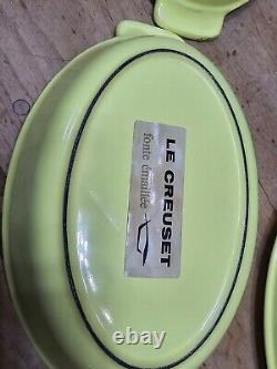 4 PC! LE Creuset VINTAGE Au Gratin Yellow Oval Bakers Enamel Cast Iron FRANCE