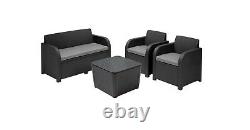 4 Piece Rattan Garden Set Furniture Chairs Sofa Storage Table Patio Conservatory