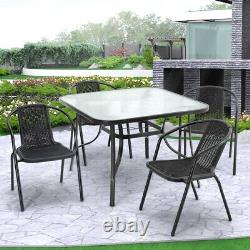 4 Seater Garden Table & Chairs Patio Set Outdoor Dining Glass Table and 4 Chairs