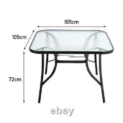 4 Seater Garden Table & Chairs Patio Set Outdoor Dining Glass Table and 4 Chairs