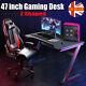 47'' Gaming Desk PC Computer Table Z Workstation Home Office with Headphone Hook