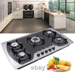 5 Burner Cooktop Gas Stove Hob Tempered Glass LPG / NG Gas Embedded Stove