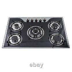 5 Burner Gas Stove Cast Iron Gas Hob Burner Cooker + Stainless Steel Water Tray