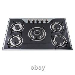 5-Burner Gas Stove Cast Iron Gas Hob Burner Cooker + Stainless Steel Water Tray
