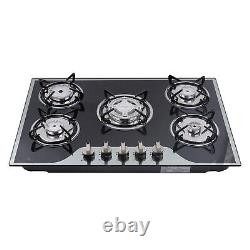 5 Burner Gas Stove Cast Iron Gas Hob Burner Cooker + Stainless Steel Water Tray