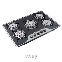 5 Burner Gas Stove Cast Iron Gas Hob Burner Cooker + Stainless Steel Water Tray