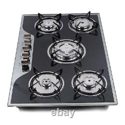 5 Burner Gas Stove Cast Iron Gas Hob Burner Cooker + Stainless Steel Water Tray