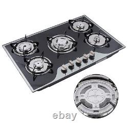 5 Burner Gas Stove Cast Iron Gas Hob Burner Cooker + Stainless Steel Water Tray