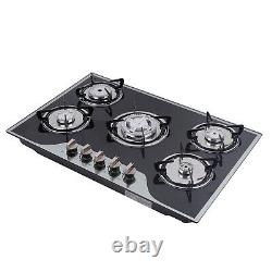 5 Burner Gas Stove Cast Iron Gas Hob Burner Cooker + Stainless Steel Water Tray