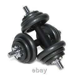 50KG Dumbbell & Barbell Weight Set Cast Iron Carry Case Body Building Lifting
