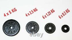 50kg DUMBBELL SET CAST IRON WEIGHT BARREL LIFTING IN CARRY CASE WITH WHEELS
