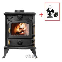 5KW Multifuel Stove Cast Iron Woodburner Fireplace Defra Eco Design with Fan