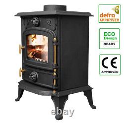 5KW Multifuel Stove Cast Iron Woodburner Fireplace Defra Eco Design with Fan