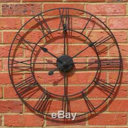 60cm Extra Large Roman Numerals Skeleton Wall Clock Big Giant Open Face Round Eo