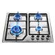 60cm Stainless Steel 4 Burner Gas Hob With Cast Iron Pan Support For LPG Gas