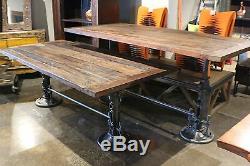 70 L Industrial Base heavy iron vintage crank dining table round legs for slabs