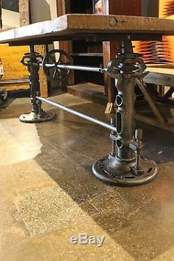 70 L Industrial Base heavy iron vintage crank dining table round legs for slabs