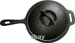 7pcs Cast Iron Cookware Dutch Oven Set with a Wooden Box for Outdoor Cooking
