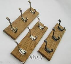9 sizes SOLID OAK WOODEN CAST IRON HAT AND COAT HANGING HOOKS PEGS RAIL RACK C1