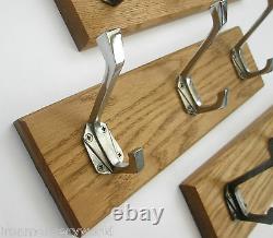 9 sizes SOLID OAK WOODEN CAST IRON HAT AND COAT HANGING HOOKS PEGS RAIL RACK C1