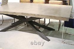 95 L dining table industrial design concrete cement top black iron legs unique