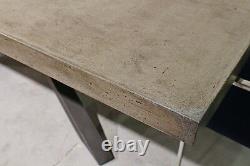 95 L dining table industrial design concrete cement top black iron legs unique