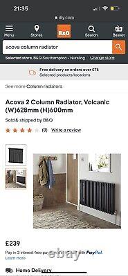 Acova 2 column radiator Volcanic. 628mm Wide X 600mm Height. Brand New Boxed