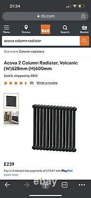 Acova 2 column radiator Volcanic. 628mm Wide X 600mm Height. Brand New Boxed