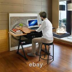 Adjustable Drafting Table Art Craft Drawing Board withStool Architect Desk Stand