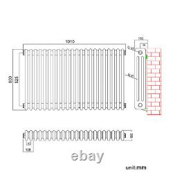 Anthracite Traditional Radiator Triple 3 Column Cast Iron Vintage Rads 600x1010