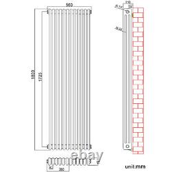 Anthracite Traditional Radiator Triple Column Cast Iron Rads 1800x560 With Valve