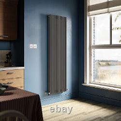 Anthracite Traditional Radiator Triple Column Cast Iron Rads 1800x560 With Valve