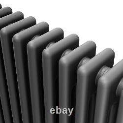 Anthracite Traditional Radiator Triple Column Cast Iron Rads 1800x560 With Valve