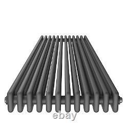 Anthracite Traditional Radiator Triple Column Cast Iron Rads 1800x560 With Valve